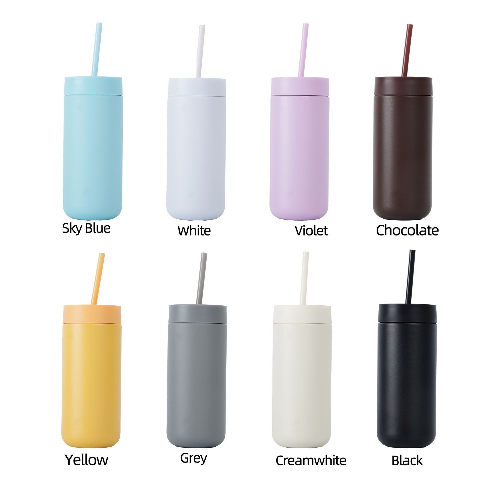 2026 New Stainless Steel Double-Walled Tumbler with Straw – Portable, Car-Friendly, Keeps Drinks Hot or Cold